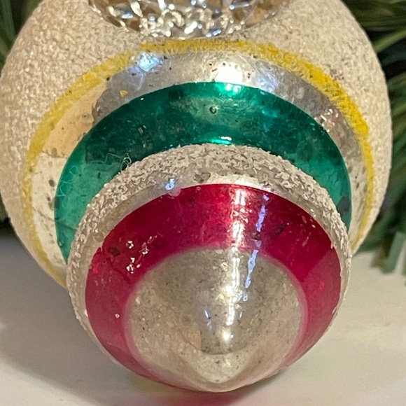 Vintage Mercury Glass Shiny Brite Double Indent Mica Ornament - Picture 2 of 7